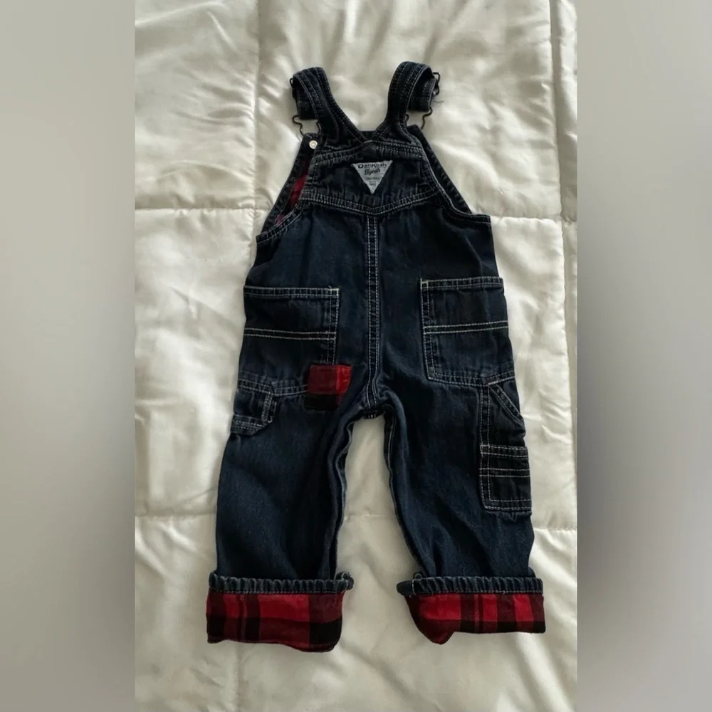 OshKosh B'gosh Kids Overalls - Blue with Red Patches